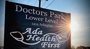 The welcoming entrance to our local primary care clinic facility.