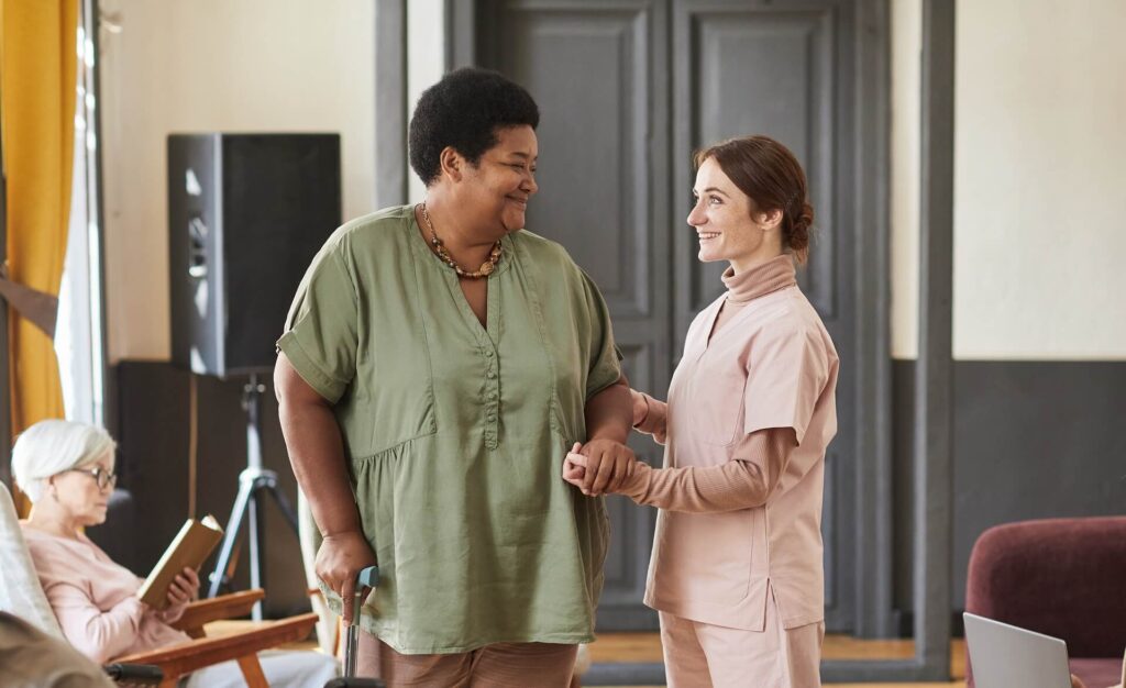 A compassionate nurse assisting a patient at our healthcare clinic.