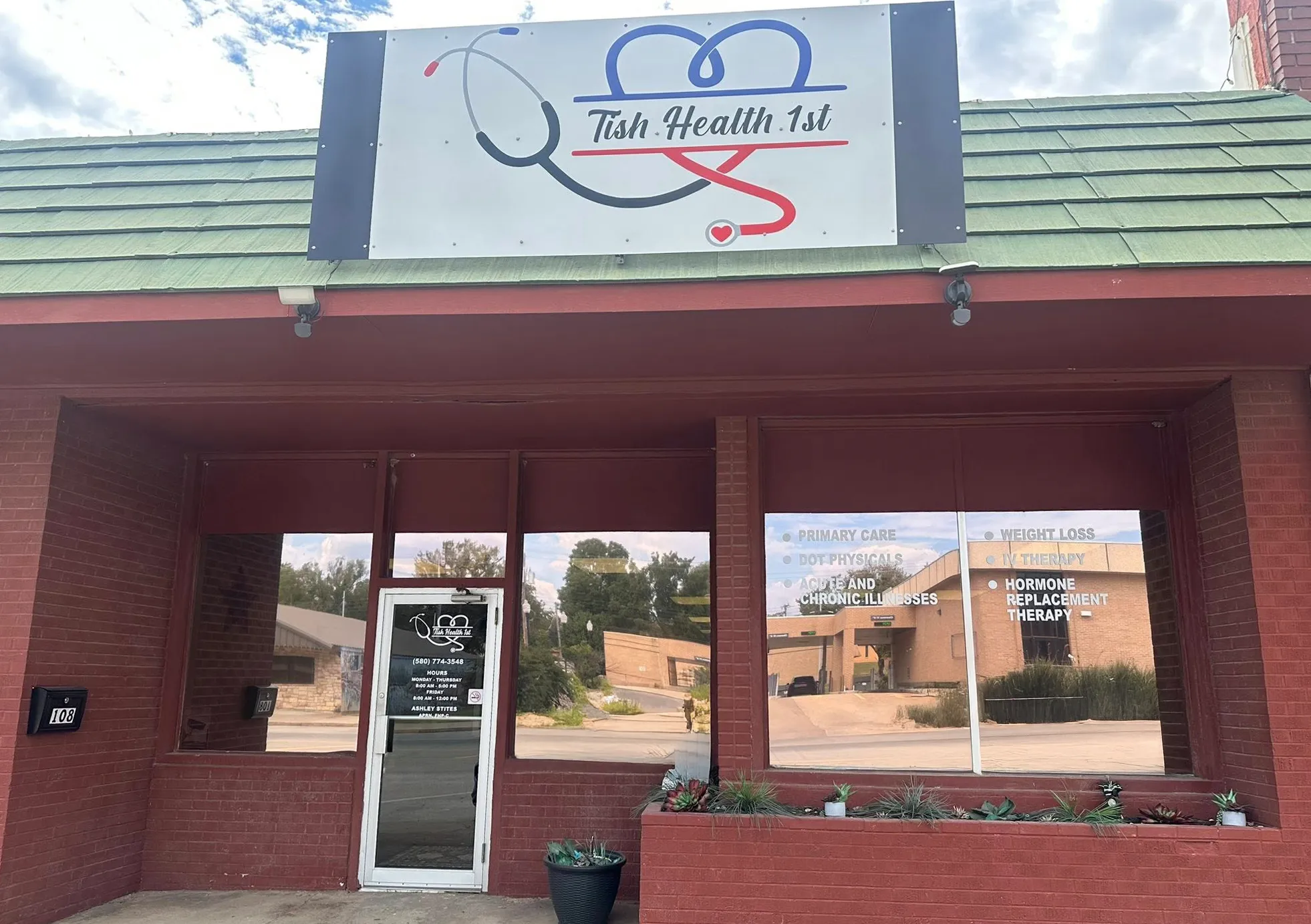 Tish Health 1st primary care clinic in Tishomingo, OK, storefront.